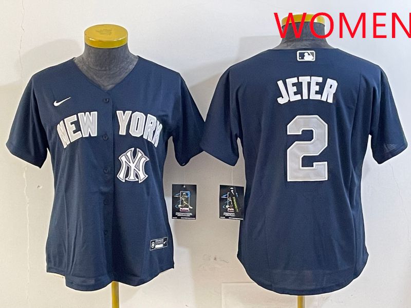 Women New York Yankees 2 Jeter Blue Game 2025 Nike MLB Jersey style 6